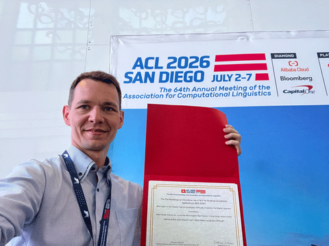 Adam Nohejl et al. of Natural Language Processing Lab received Best Paper in the Shared Task on Vocabulary Difficulty Prediction for English Learners Award at BEA 2026. (2026/07/04)