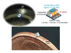 Size and design of the 1 mm3 optogenetic stimulator.